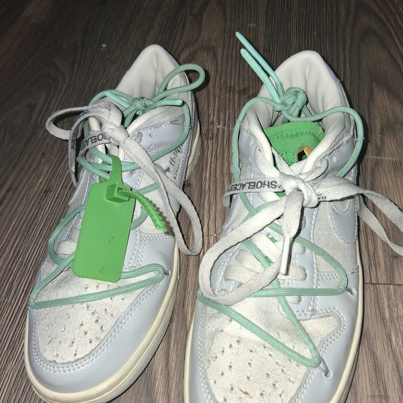 Nike X Off White Low Dunk Green Size 8 Lace Up Rare Lot 7 Of 50 - Picture 2 of 13